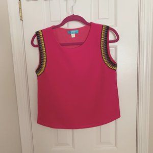 Bright pink top with beading detail